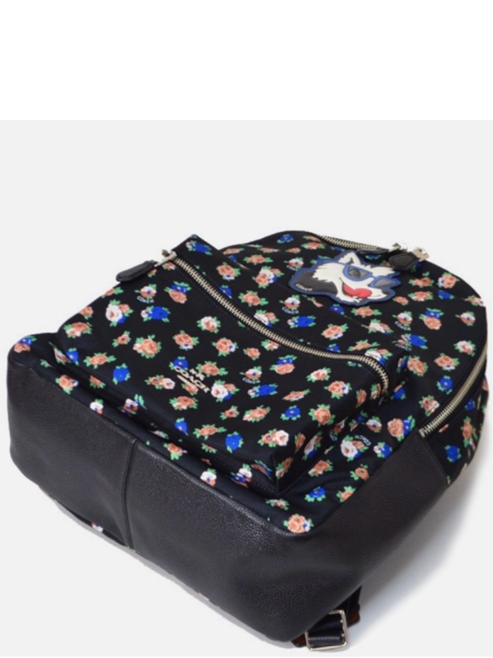 Coach Black Floral Backpack with Blue and Pink Accents - Picture 3 of 14
